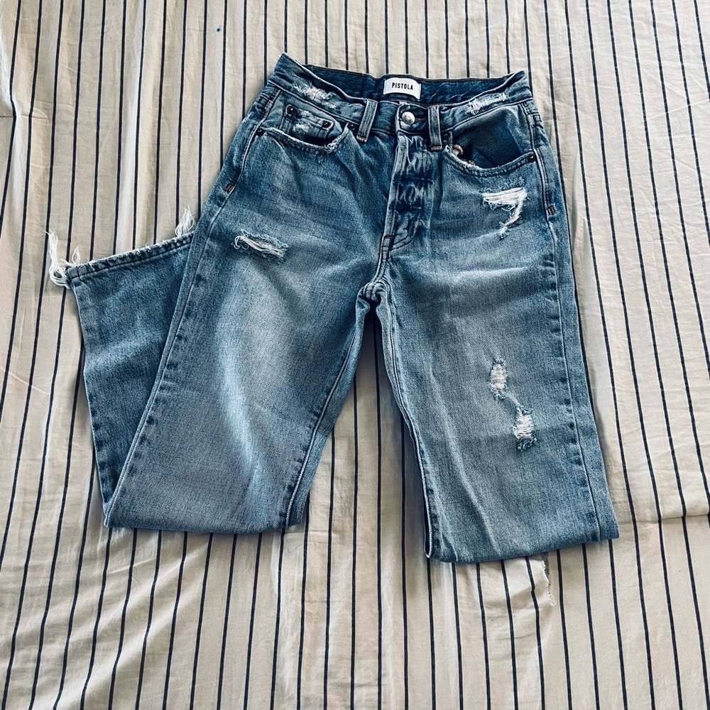 Pistola Light Blue Distressed Boyfriend Jeans